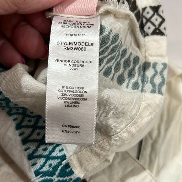 Splendid Elian Square Neck Tank Top size XL cream/teal - Picture 14 of 14